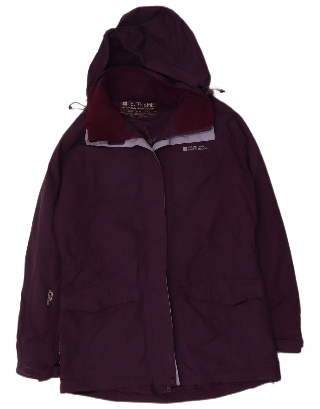 Mountain Warehouse Womens Hooded Rain Jacket UK 12 Medium  Purple Nylon