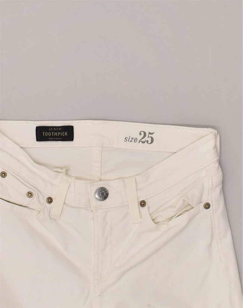 J. CREW Womens Toothpick Slim Casual Trousers W25 L28 White Cotton | Vintage J. Crew | Thrift | Second-Hand J. Crew | Used Clothing | Messina Hembry 