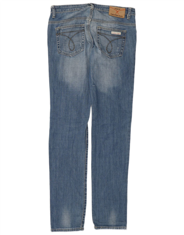 CALVIN KLEIN Womens Distressed Slim Jeans W29 L35 Blue Cotton