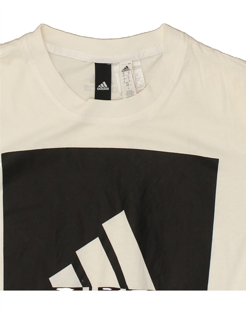 ADIDAS Mens Graphic T-Shirt Top Medium Off White Cotton | Vintage Adidas | Thrift | Second-Hand Adidas | Used Clothing | Messina Hembry 