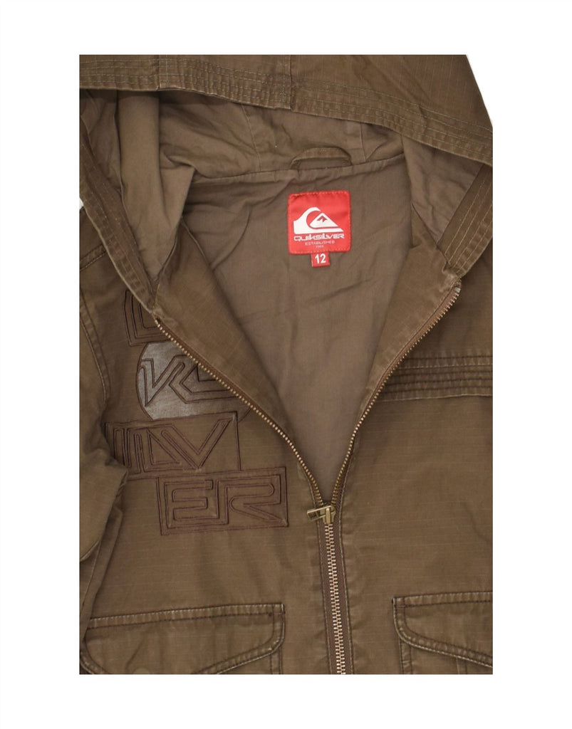 QUIKSILVER Boys Hooded Bomber Jacket 11-12 Years Brown Cotton | Vintage Quiksilver | Thrift | Second-Hand Quiksilver | Used Clothing | Messina Hembry 