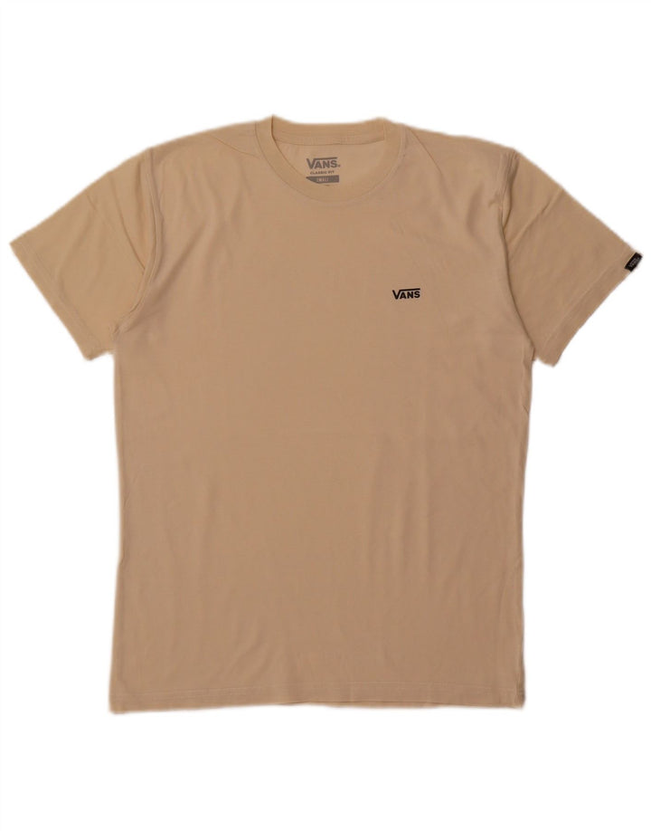 VANS Mens Classic Fit T-Shirt Top Small Beige Cotton
