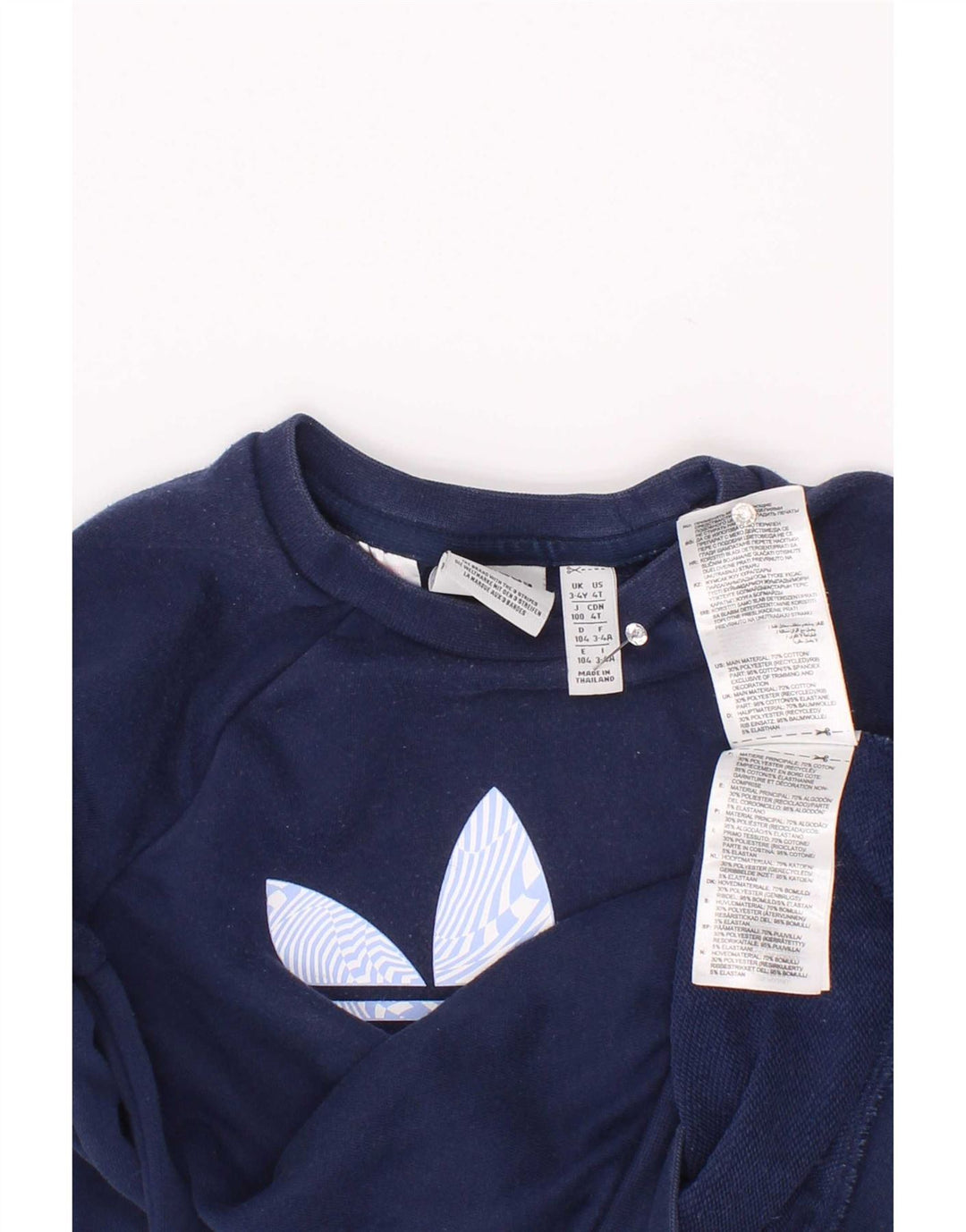 Adidas Boys Graphic Sweatshirt Jumper 3-4 Years Navy Blue Cotton