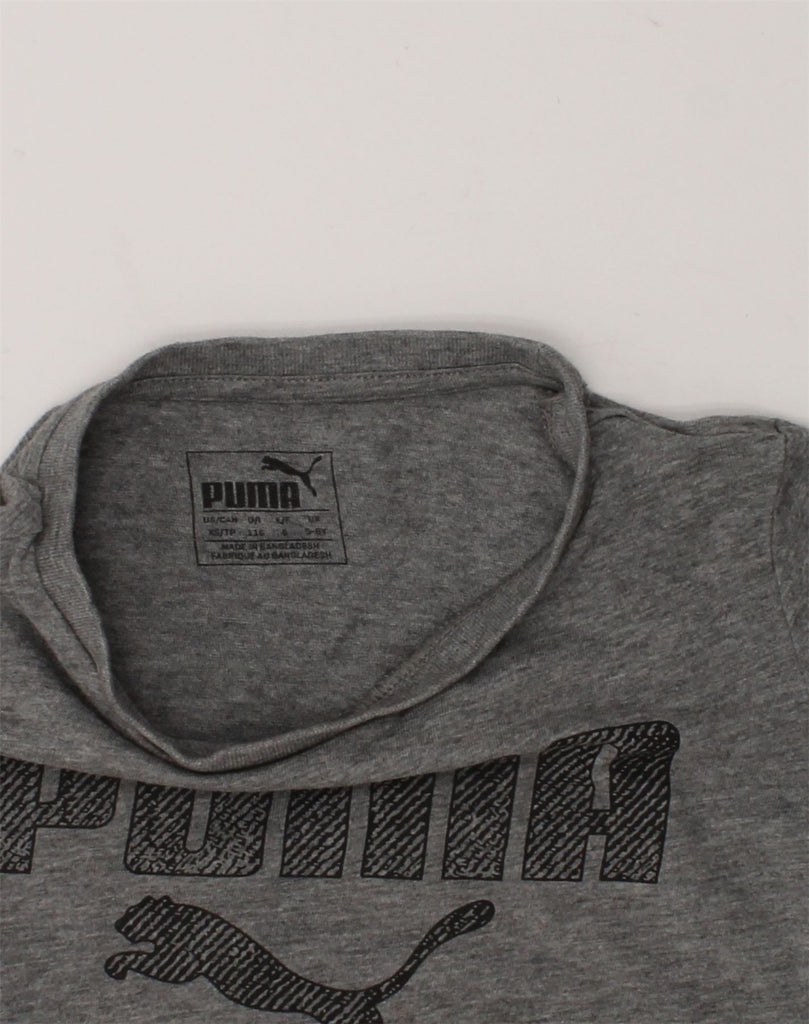 PUMA Boys Graphic T-Shirt Top 5-6 Years Grey Cotton | Vintage Puma | Thrift | Second-Hand Puma | Used Clothing | Messina Hembry 