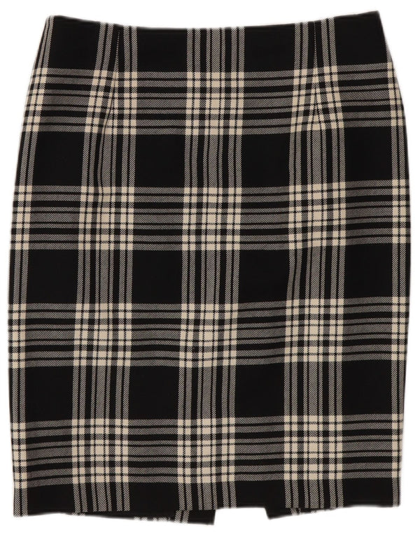 Vintage Womens Pencil Skirt W26 Small Black Plaid