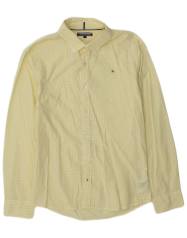 Tommy Hilfiger Boys Shirt 14-15 Years Yellow Gingham Cotton
