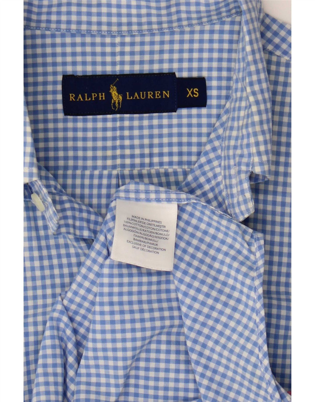 Ralph Lauren Mens Shirt XS Blue Gingham Cotton