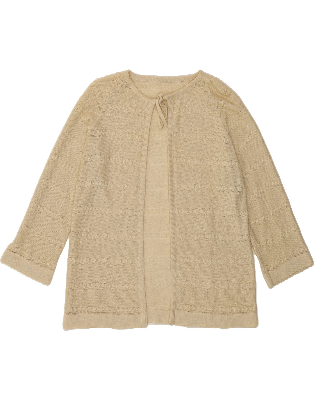 VINTAGE Womens Open Cardigan Sweater UK 14 Medium Beige Vintage Vintage and Second-Hand Vintage from Messina Hembry 