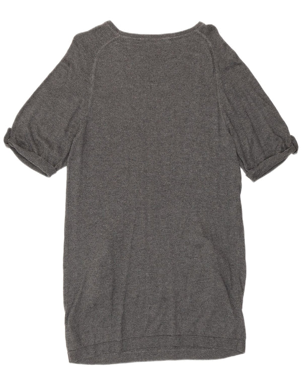 Marks & Spencer Womens Short Sleeves Jumper Dress UK 12 Medium Grey Viscose