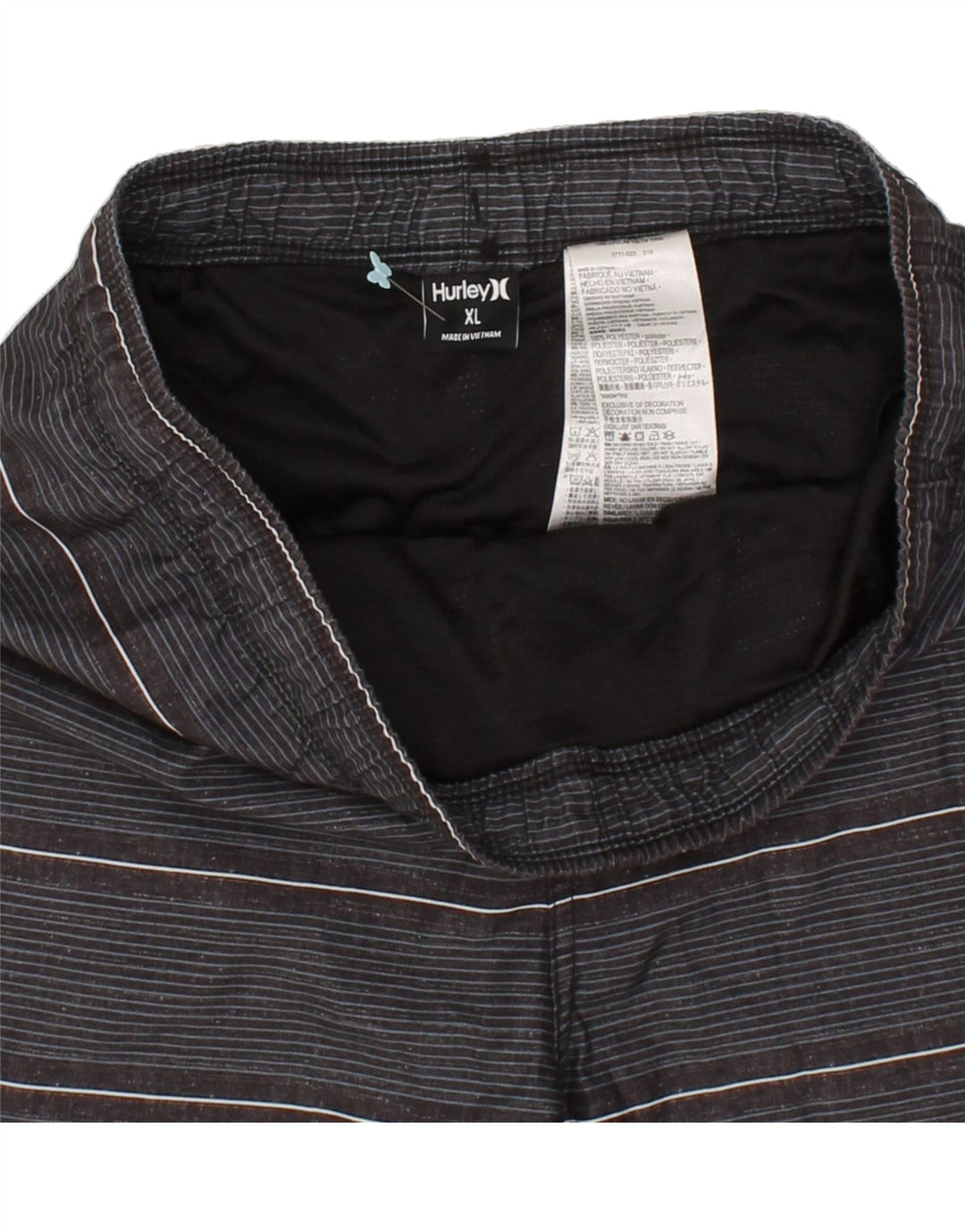HURLEY Boys Swimming Shorts 13-14 Years XL Grey Pinstripe Polyester Vintage Hurley and Second-Hand Hurley from Messina Hembry 