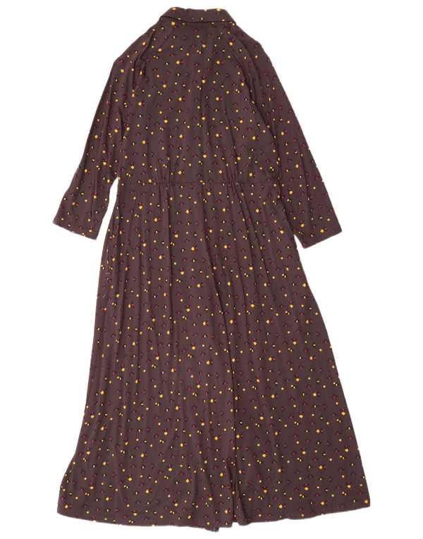 White Stuff Womens 3/4 Sleeve Maxi Shirt Dress UK 10 Small Grey Spotted