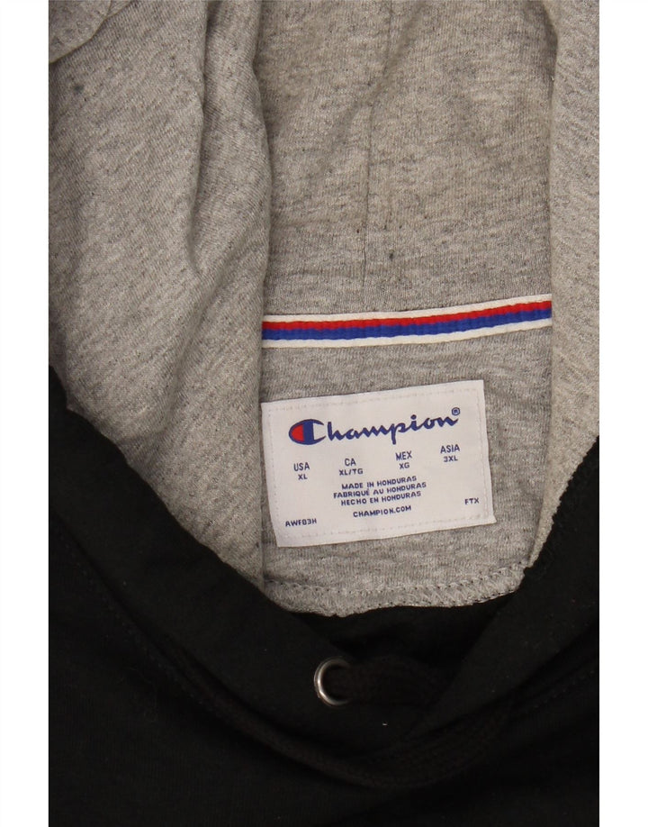 CHAMPION Mens Graphic Hoodie Jumper XL Black Cotton Vintage Champion and Second-Hand Champion from Messina Hembry 