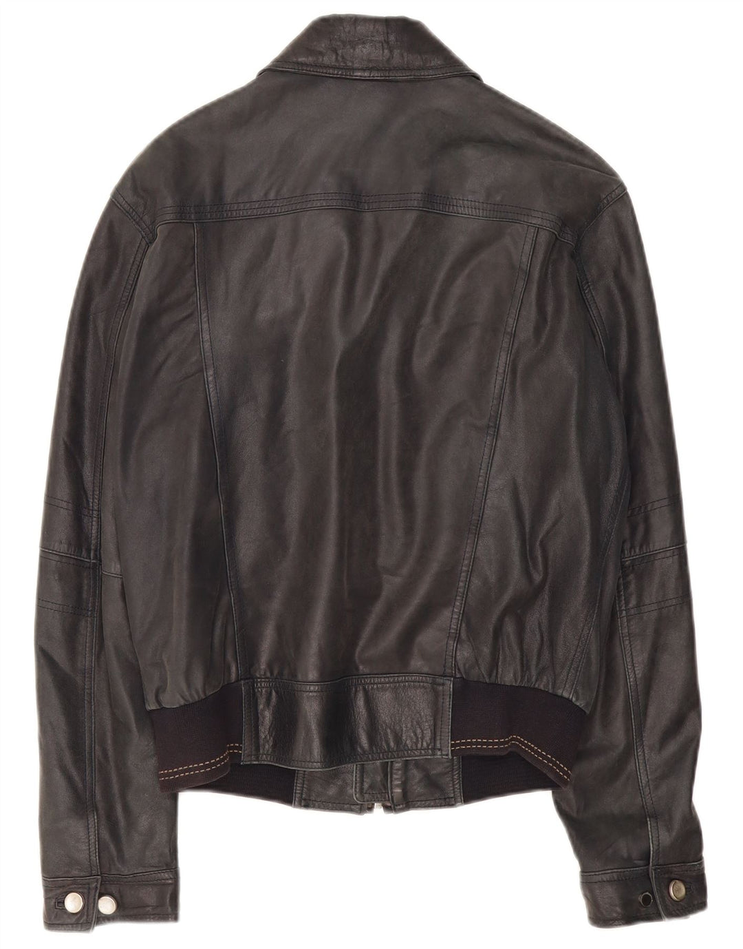 Conbipel Mens Bomber Leather Jacket IT 48 Medium Black Leather