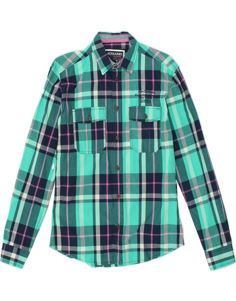 JACK & JONES Mens Shirt Small Green Check Cotton | Vintage Jack & Jones | Thrift | Second-Hand Jack & Jones | Used Clothing | Messina Hembry 