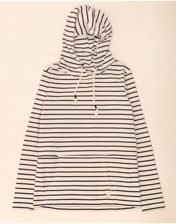 Fat Face Womens Hoodie Jumper UK 10 Small White Striped Cotton