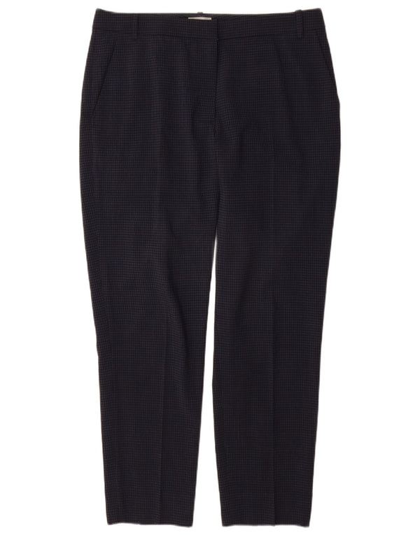 Jigsaw Womens Straight Chino Trousers UK 14 Large W32 L28 Navy Blue Gingham