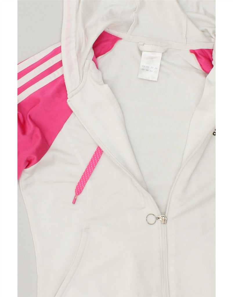 ADIDAS Womens Zip Hoodie Sweater UK 14 Large  White Colourblock | Vintage Adidas | Thrift | Second-Hand Adidas | Used Clothing | Messina Hembry 