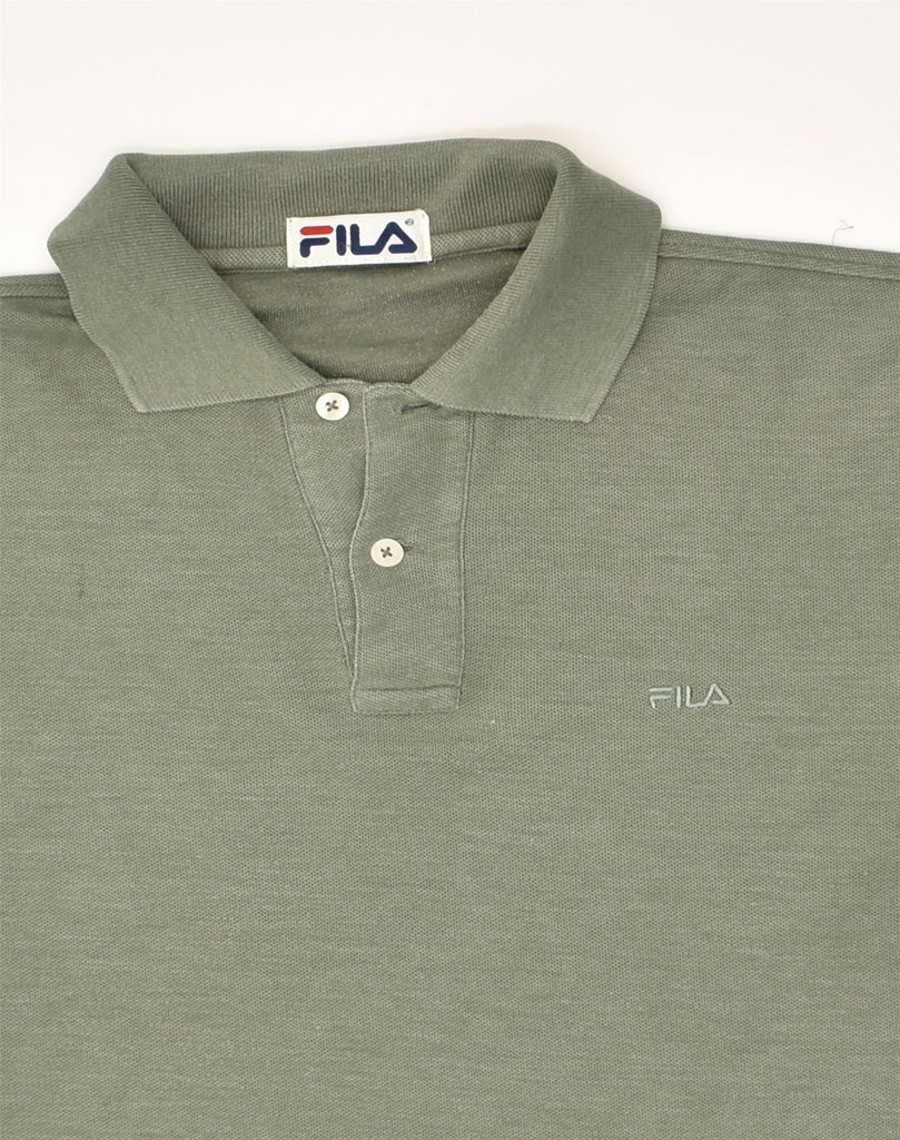 FILA Mens Polo Shirt Medium Khaki Cotton | Vintage Fila | Thrift | Second-Hand Fila | Used Clothing | Messina Hembry 