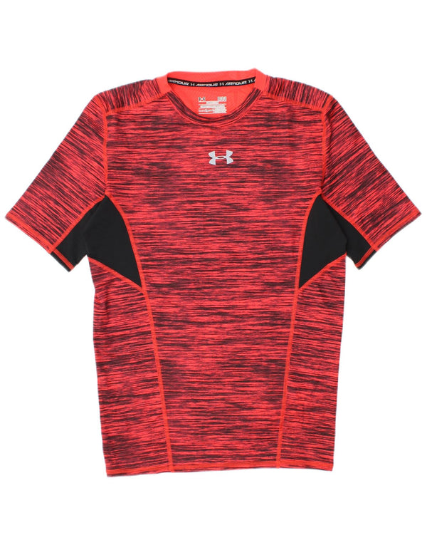 Under Armour Boys Heat Gear T-Shirt Top 11-12 Years Large Red Flecked
