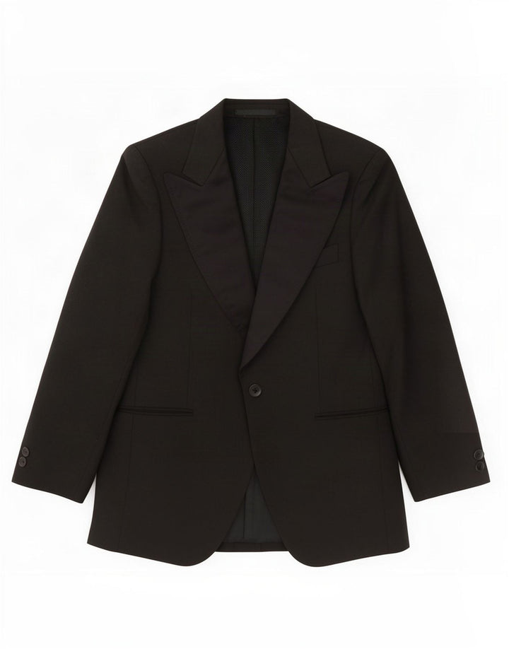 Junge Mode Mens 1 Button Blazer Jacket IT 50 Large Black Polyester