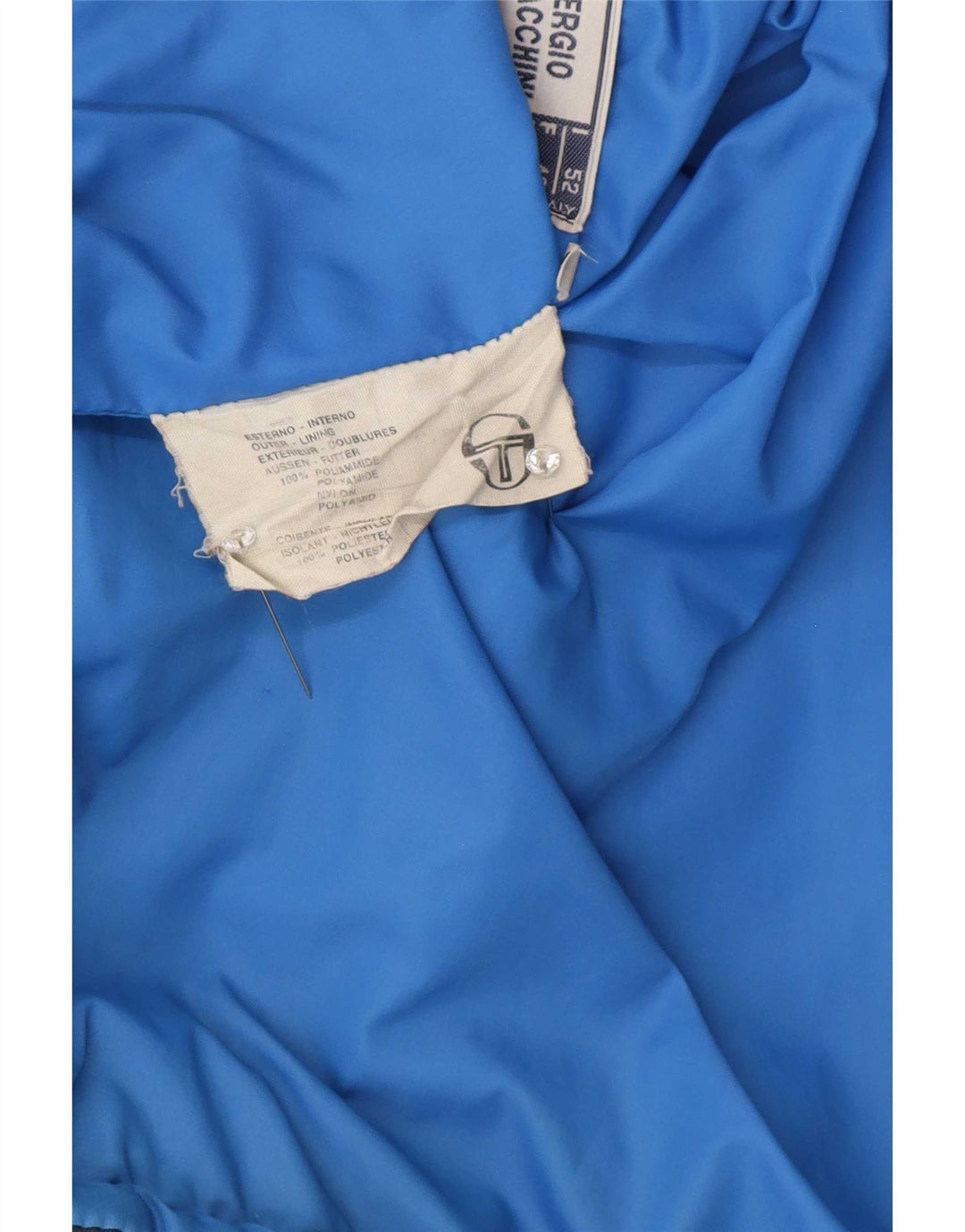 Sergio Tacchini Mens Hooded Padded Jacket IT 52 XL Navy Blue Colourblock