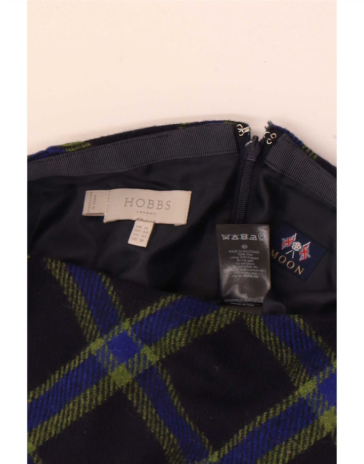 Hobbs Womens Mini Skirt UK 14 Large W32 Navy Blue Check Wool