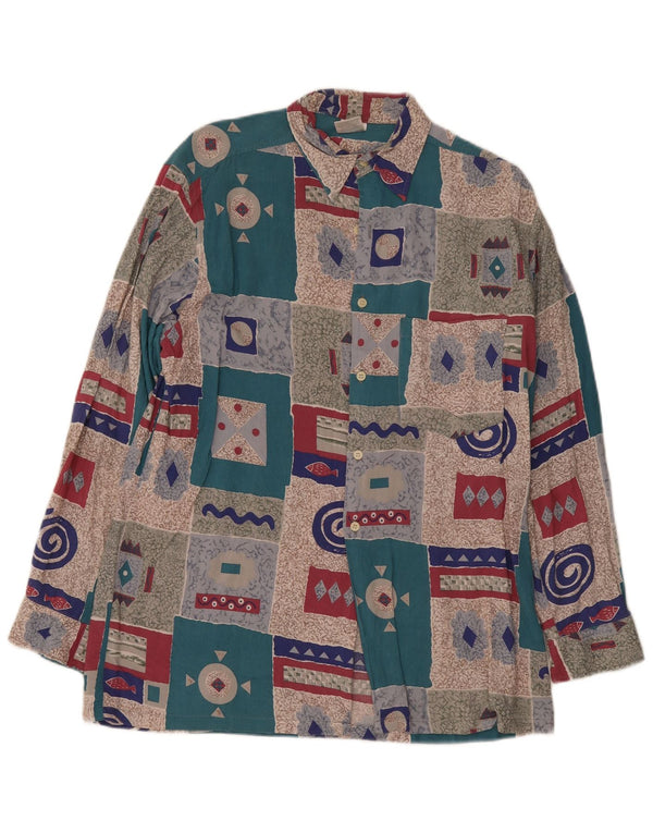Vintage Mens Shirt UK 15 1/2 Medium Multicoloured Patchwork Retro