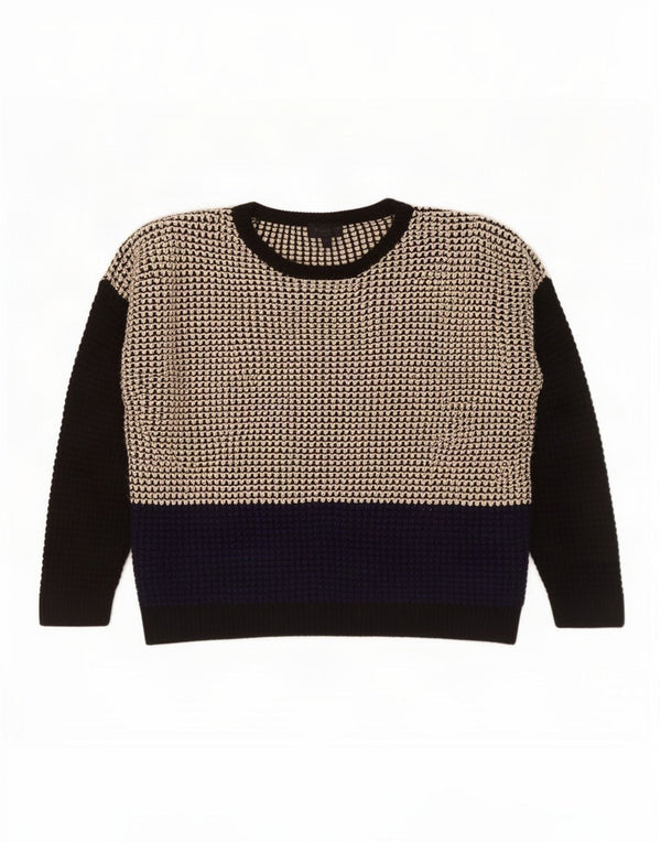 Topshop Womens Boat Neck Jumper Sweater UK 10 Small Black Colourblock