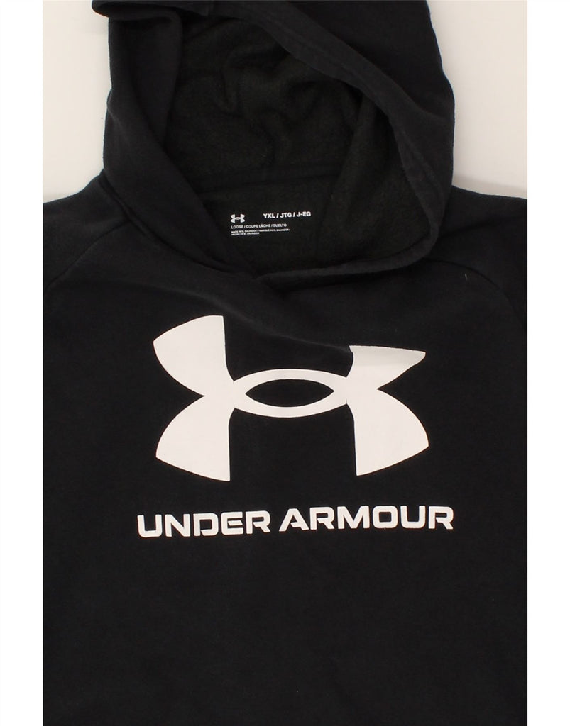 UNDER ARMOUR Boys Graphic Hoodie Jumper 13-14 Years XL Navy Blue Cotton | Vintage Under Armour | Thrift | Second-Hand Under Armour | Used Clothing | Messina Hembry 