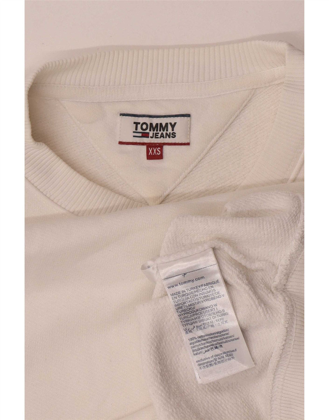 Tommy Hilfiger Womens Oversized Sweatshirt Jumper UK 2 2XS White Cotton
