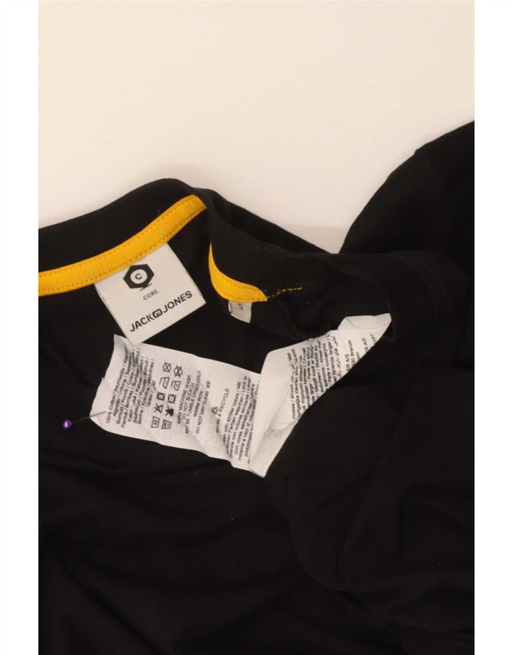 Jack & Jones Mens Graphic T-Shirt Top Small Black Cotton