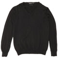 Zara Mens V-Neck Jumper Sweater Medium Black