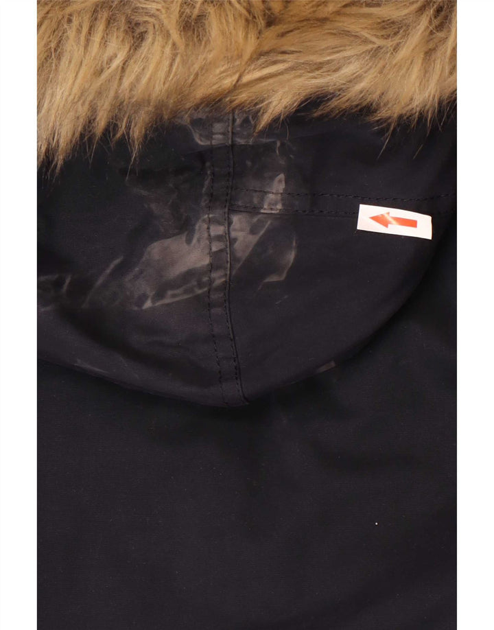 Superdry Mens Hooded Parka Jacket UK 44 2XL Navy Blue Polyester