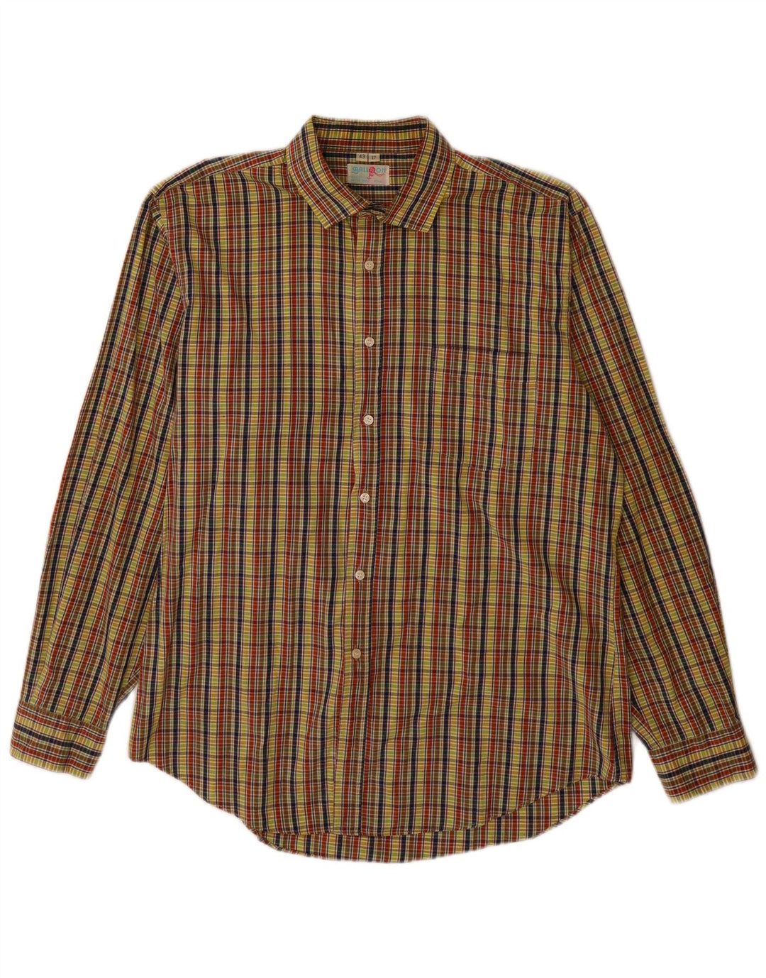 Balloon Mens Shirt Size 43 17 XL Multicoloured Check Cotton