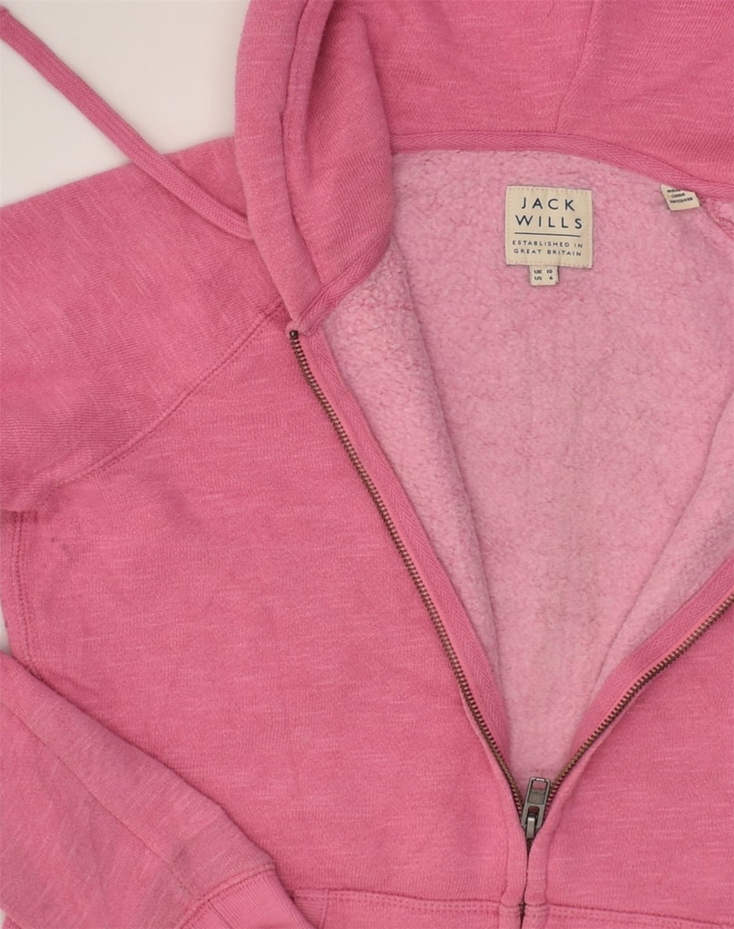 JACK WILLS Womens Zip Hoodie Sweater UK 10 Small Pink Cotton | Vintage Jack Wills | Thrift | Second-Hand Jack Wills | Used Clothing | Messina Hembry 