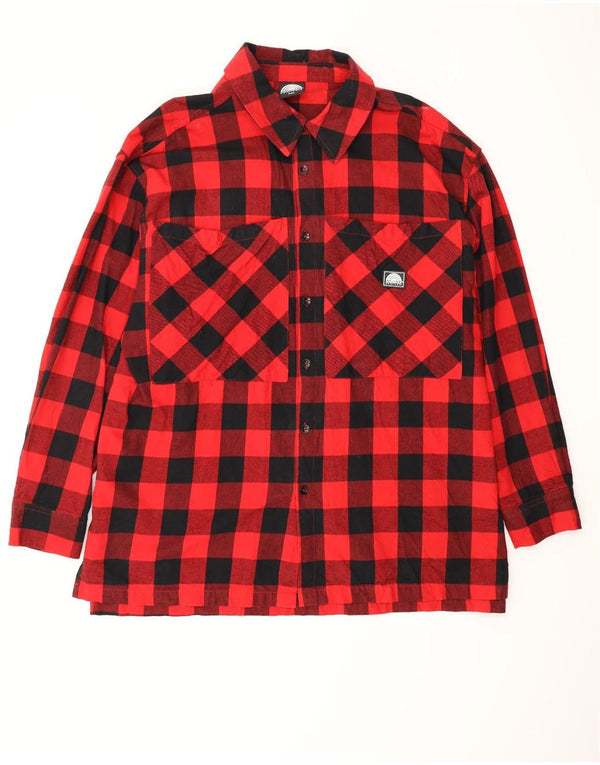 SOUTHPOLE Mens Flannel Shirt 2XL Red Gingham Cotton