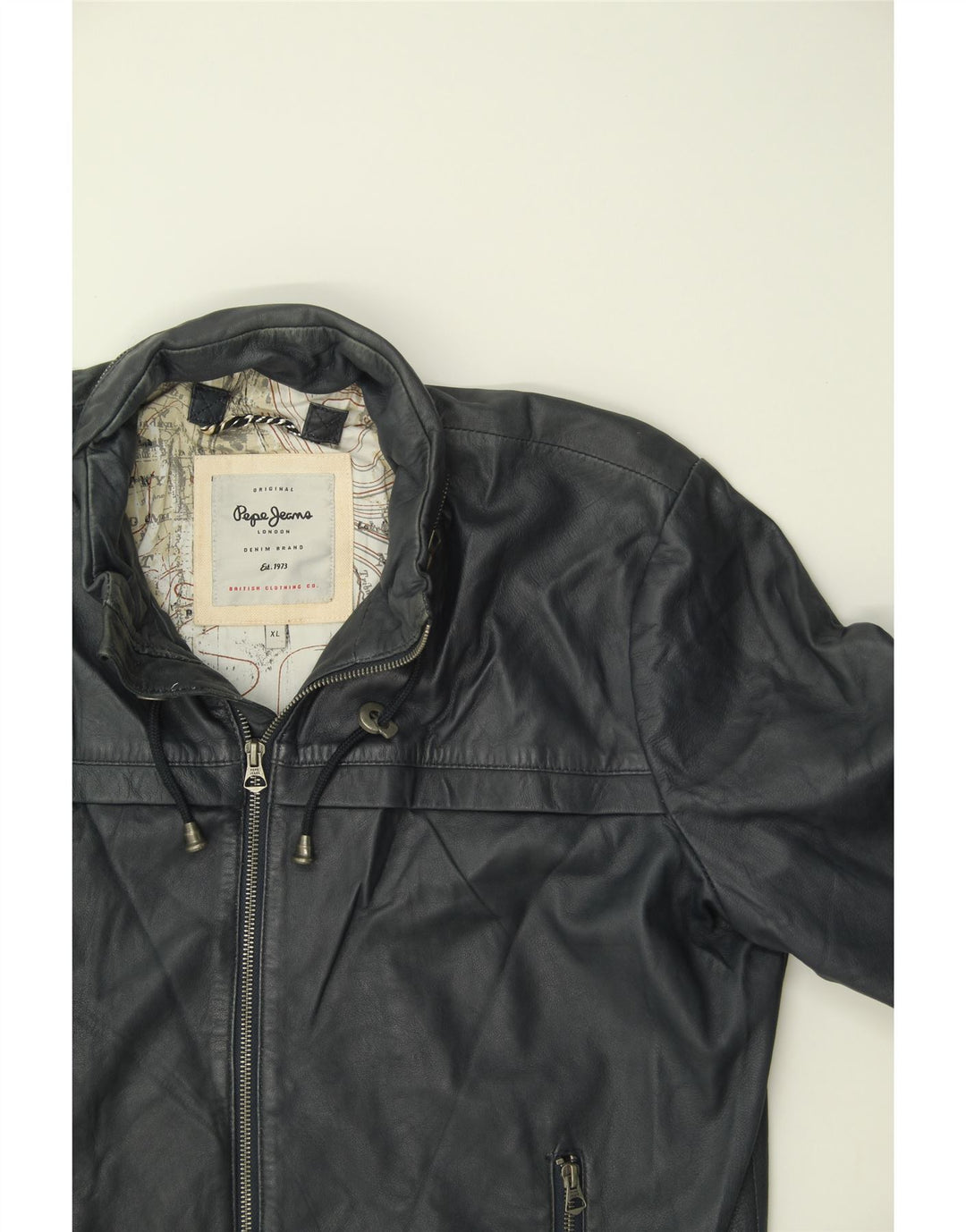PEPE JEANS Womens Leather Jacket UK 18 XL Navy Blue Leather Vintage PEPE Jeans and Second-Hand PEPE Jeans from Messina Hembry 