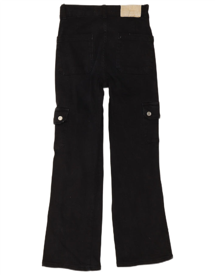 Zara Girls Cargo Flared Jeans 11-12 Years W24 L27 Black