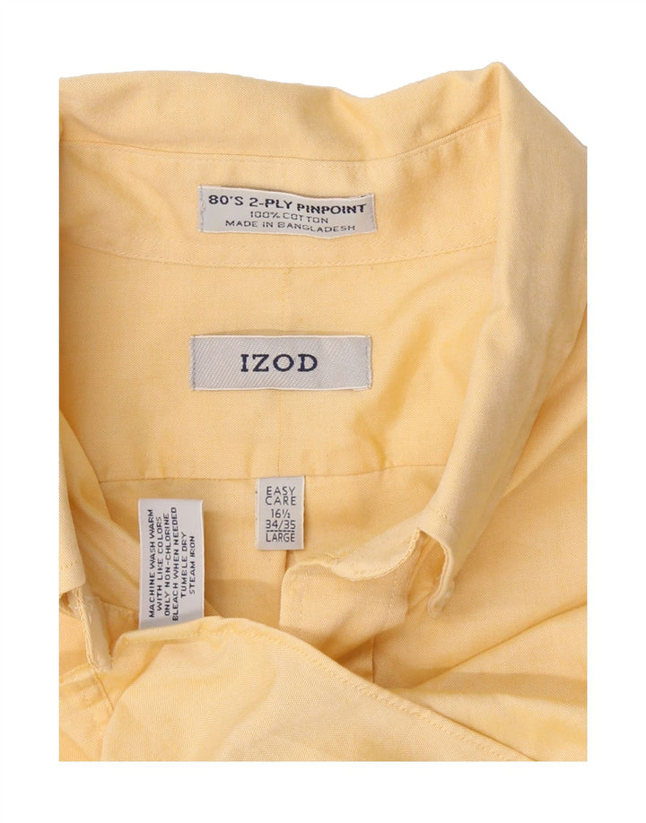 IZOD Mens Easy Care Shirt Size 16 1/2 Large Yellow Cotton Vintage Izod and Second-Hand Izod from Messina Hembry 