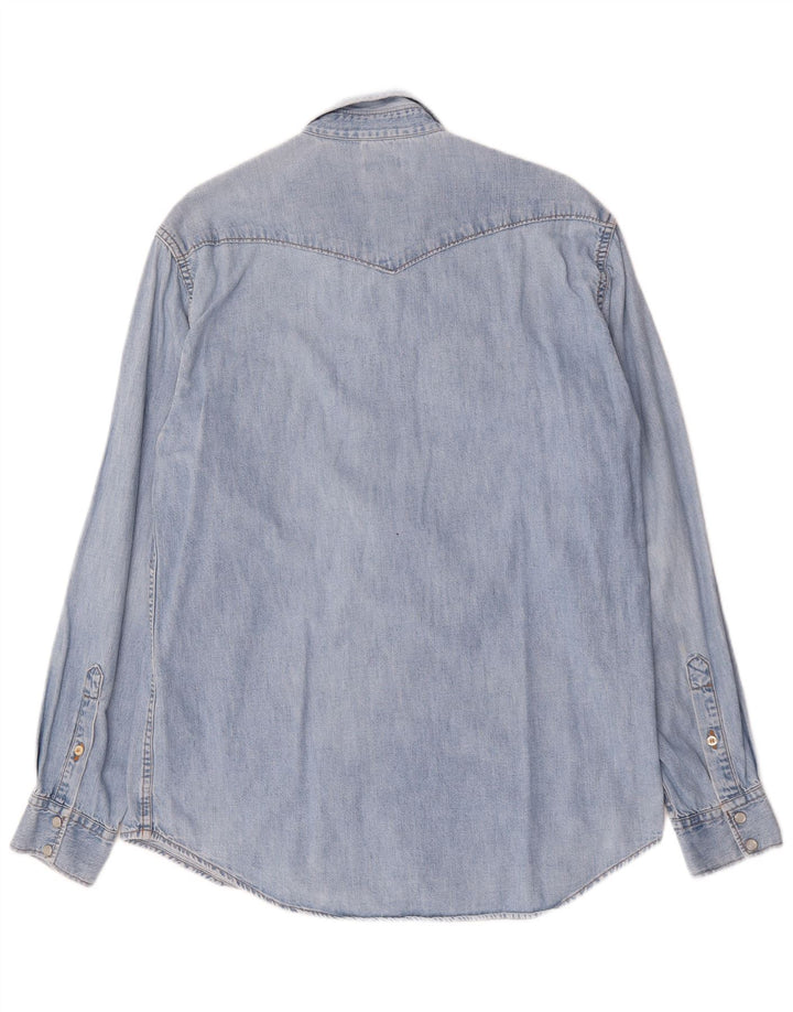 Benetton Mens Denim Shirt Medium Blue