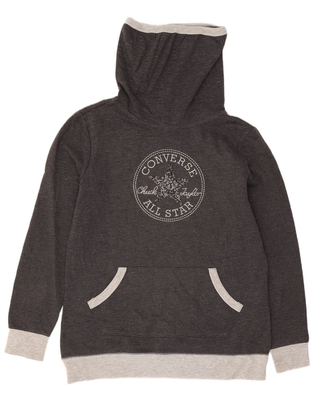 Converse Womens Graphic Sweatshirt Jumper UK 10 Small Grey Colourblock