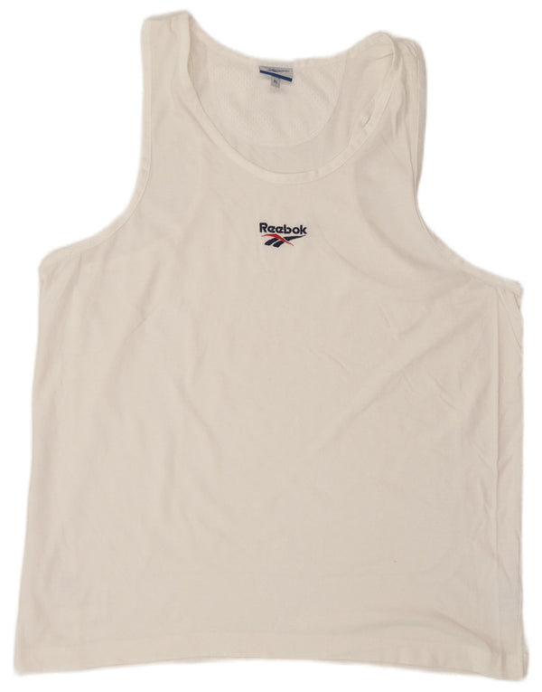 REEBOK Mens Vest Top XL White Cotton