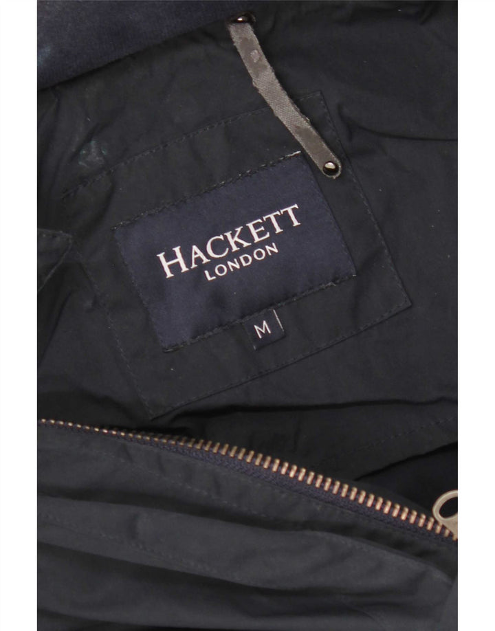 Hackett Mens Double Breasted Coat UK 38 Medium Navy Blue Nylon