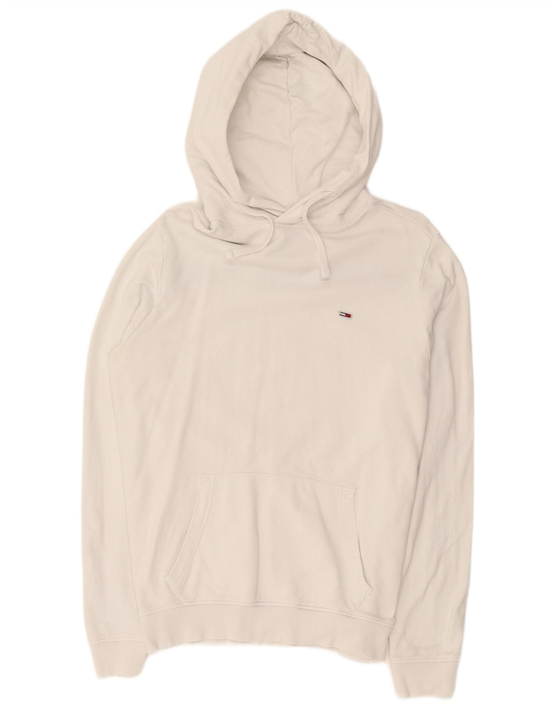 TOMMY HILFIGER Mens Graphic Hoodie Jumper Large White Cotton