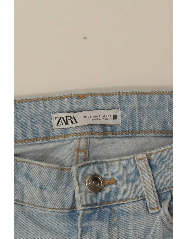Zara Womens Tall Distressed Flared Jeans EU 34 2XS W24 L36 Blue