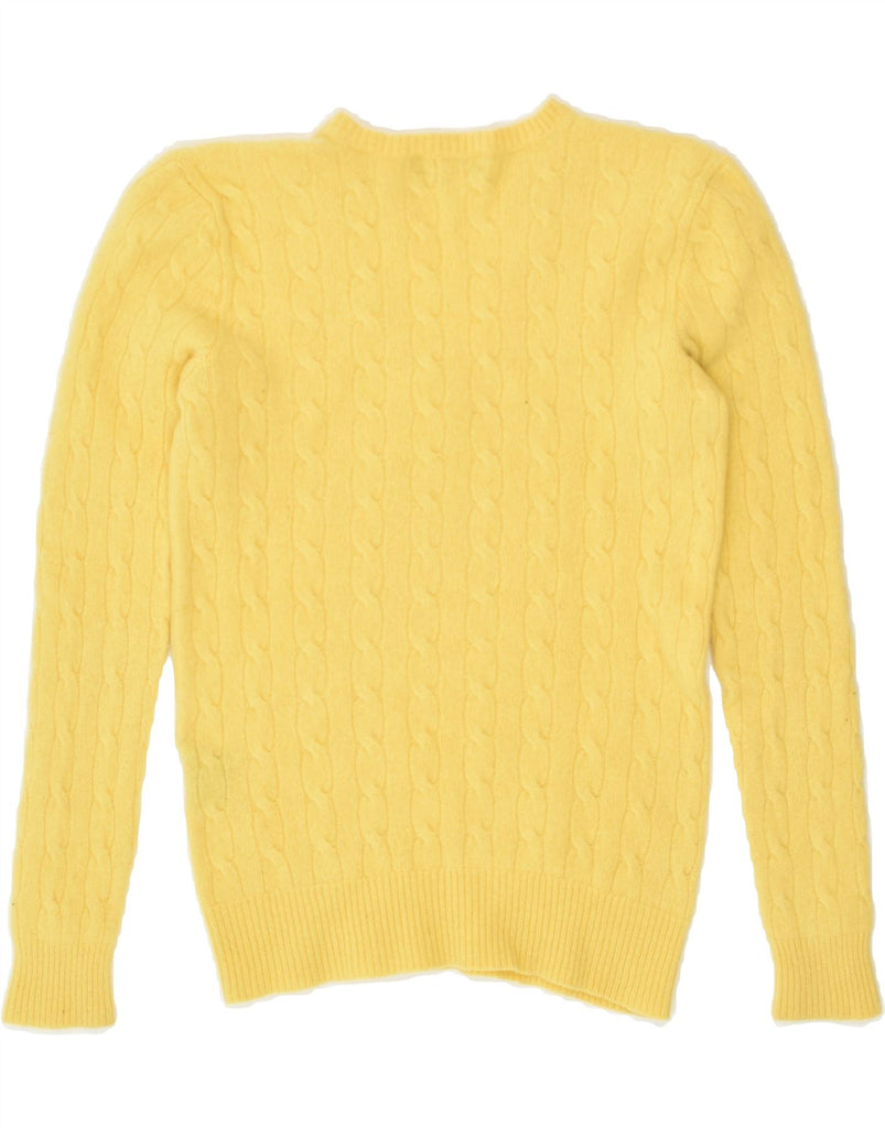 POLO RALPH LAUREN Womens V-Neck Jumper Sweater UK 12 Medium Yellow | Vintage Polo Ralph Lauren | Thrift | Second-Hand Polo Ralph Lauren | Used Clothing | Messina Hembry 