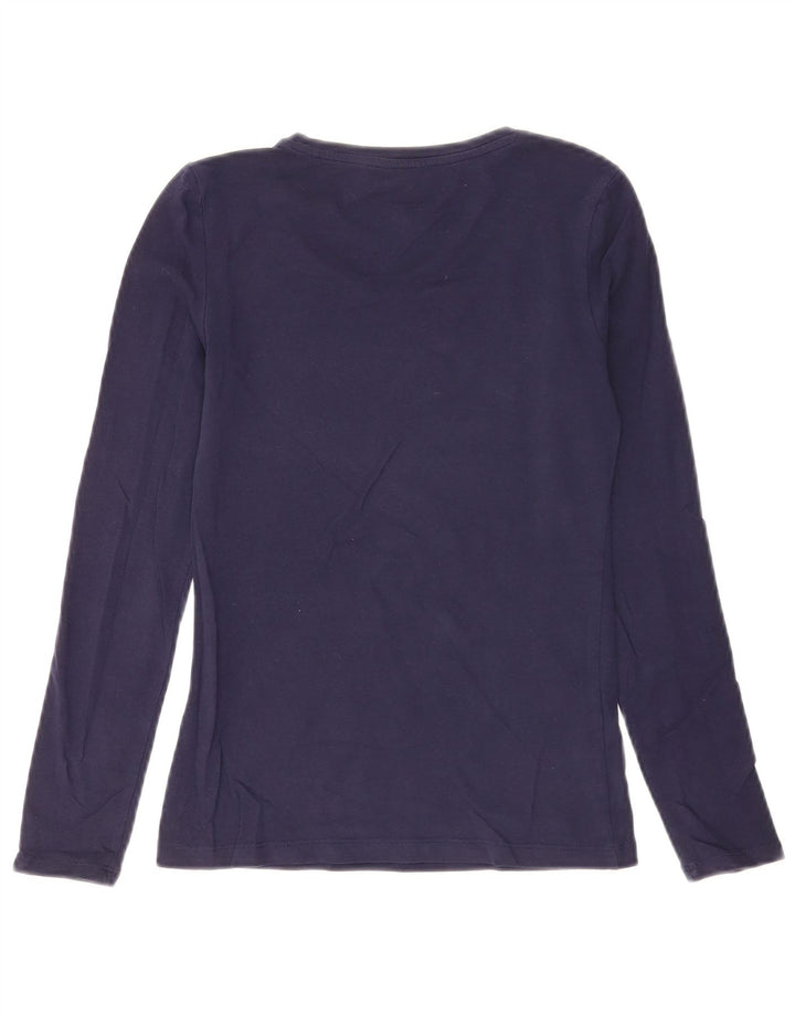 Guess Womens Graphic Top Long Sleeve UK 4 XS Navy Blue