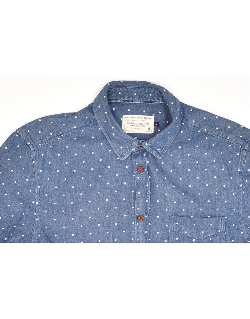 JACK & JONES Mens Short Sleeve Shirt Large Blue Polka Dot Cotton | Vintage Jack & Jones | Thrift | Second-Hand Jack & Jones | Used Clothing | Messina Hembry 