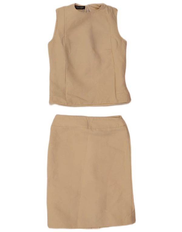 Mila Schon Womens 2 Piece Skirt Set IT 42 Medium W26 Beige Wool