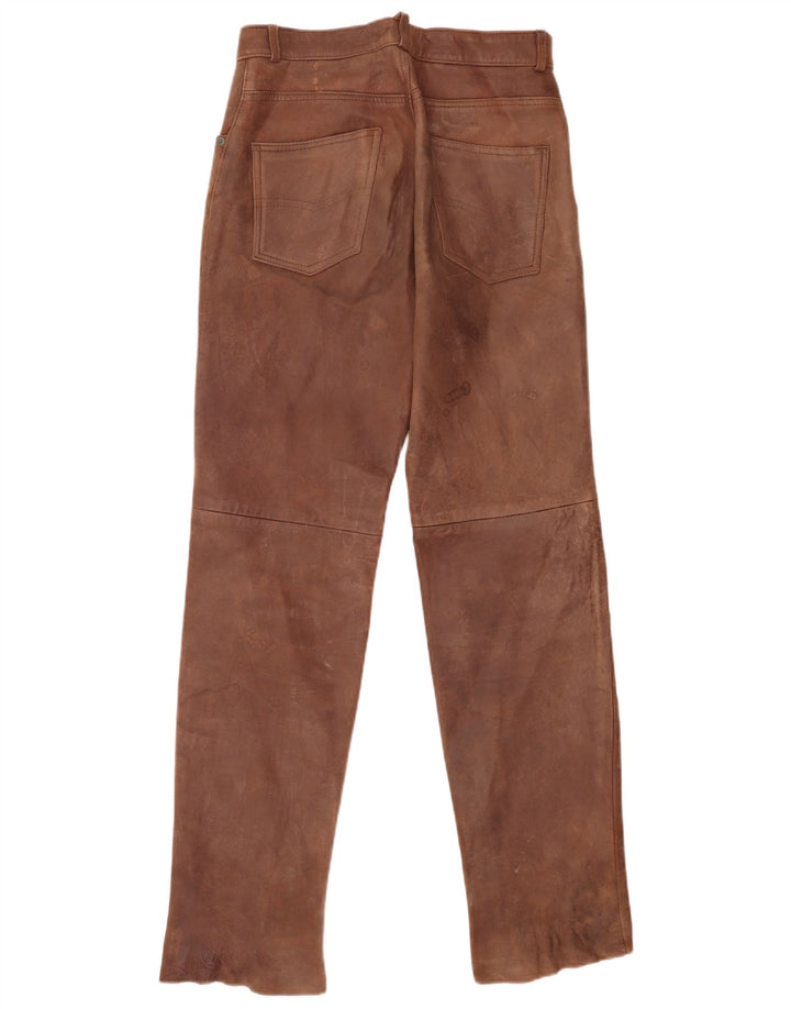 Vintage Mens Leather Trousers W30 L34 Brown
